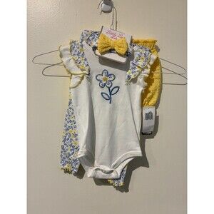 NWT Little 3-Piece Bodysuit, Leggings, & Shorts Outfit - Yellow Flowers - 18M